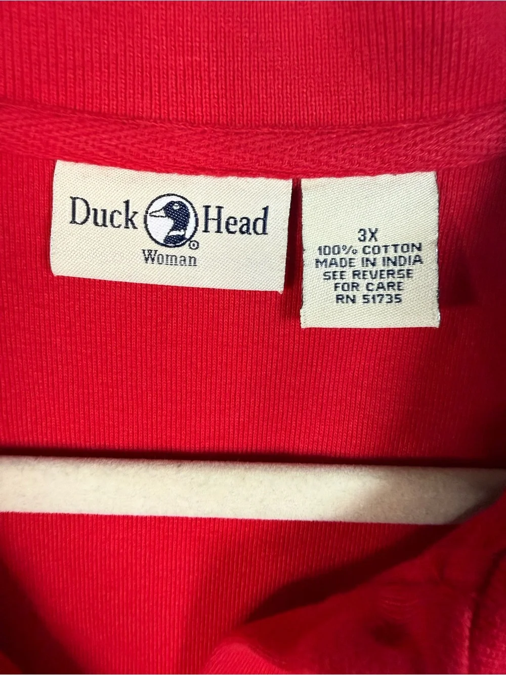 Duck Head Women Red Long Sleeve Polo Shirt Cotton‎ Size 3X Classic Logo